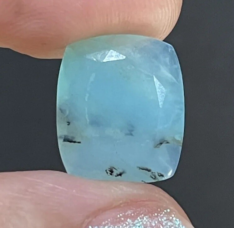 5.15ct 14.7×12.6x48mm Fine Blue Peruvian Opal Ring Cabochon Loose Faceted Gem