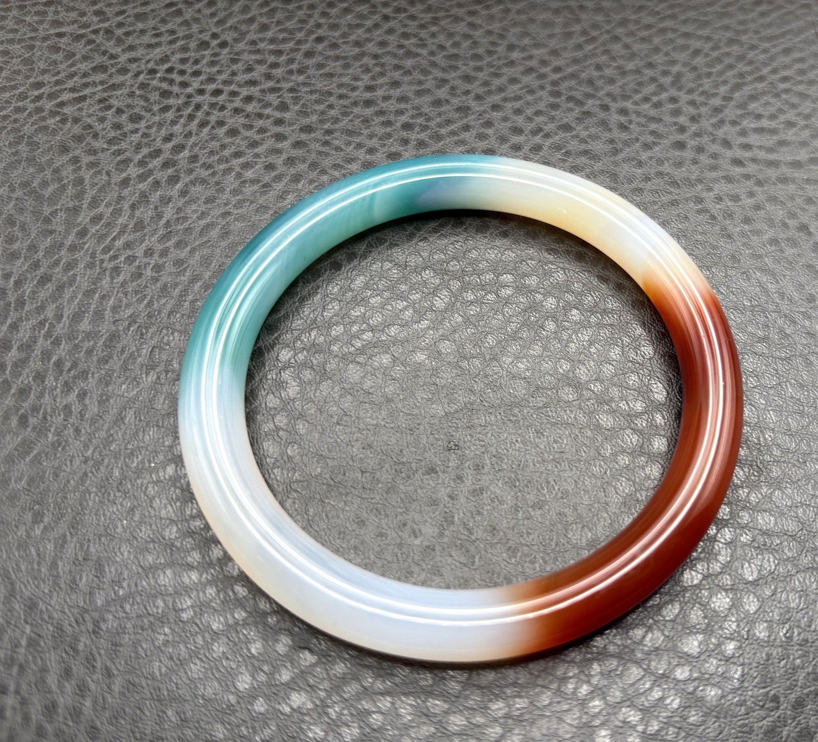 Vintage Multicolor Stone Bangle Bracelet Green Brown White Round 8.25”