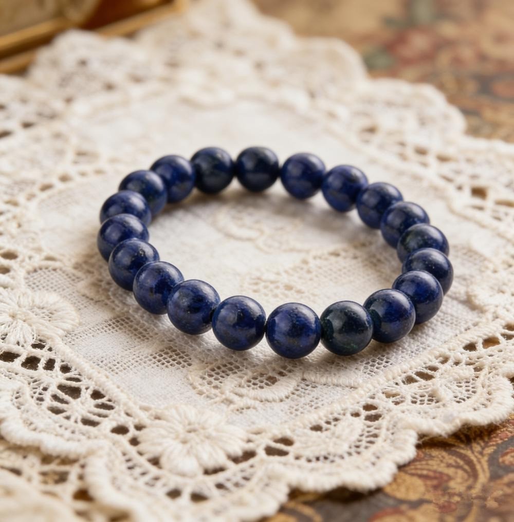 Lapis Lazuli Bracelet Natural Stone Beaded Wrap Boho Jewelry Gift