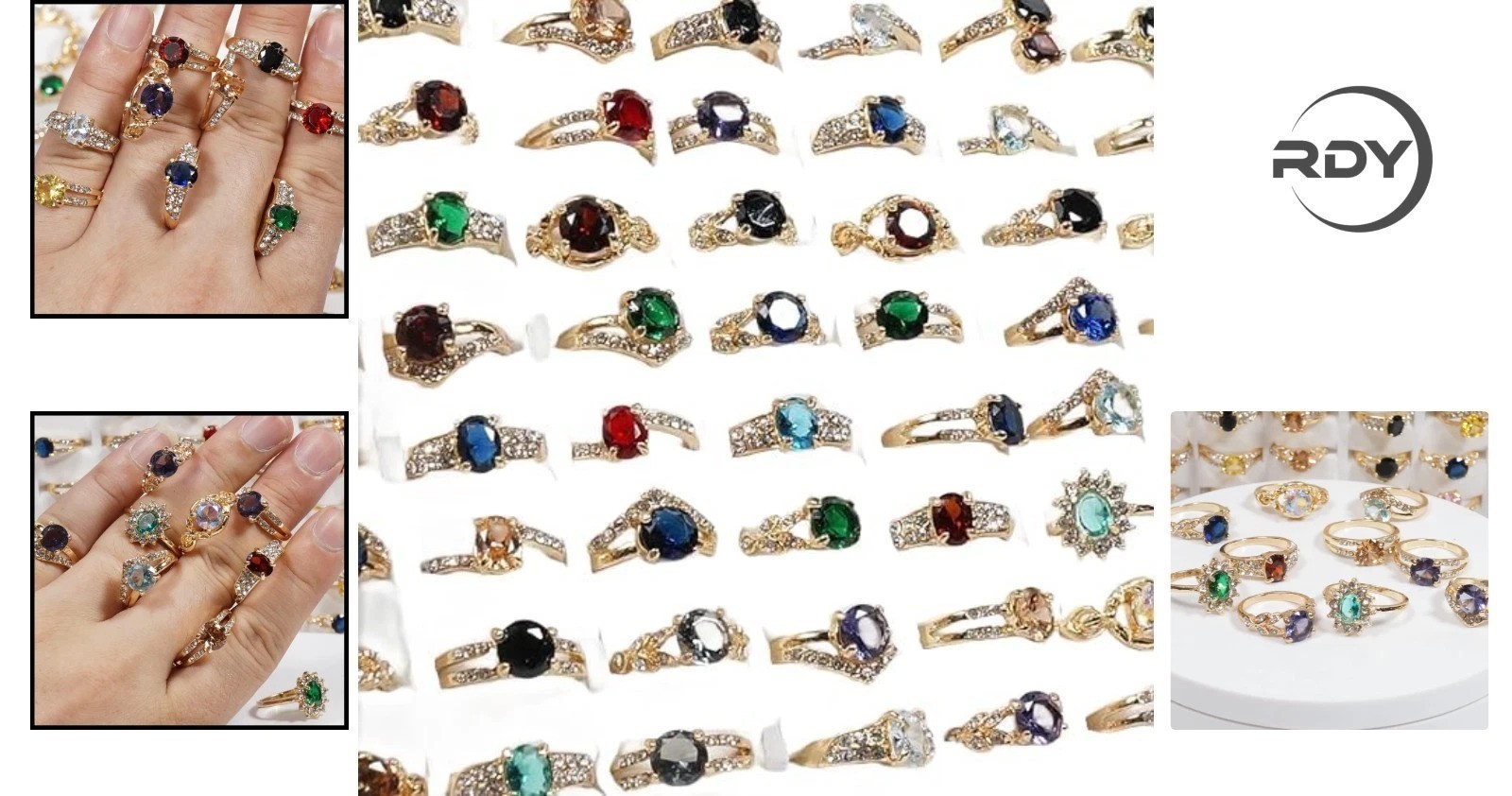 Bulk Pack of 50 Colorful Rhinestone Rings – Ideal for Layering & Stacking