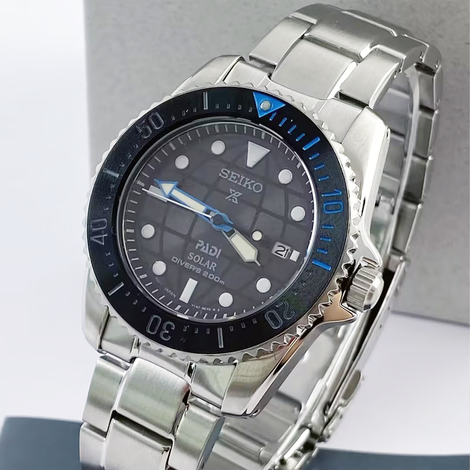 Seiko Prospex Sea Solar Power Black Dial Men Stainless Steel SNE575 Watch 38.5mm