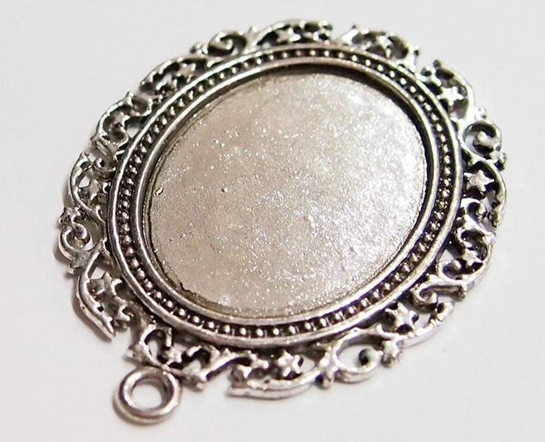 4 of 40x30mm Antique Silver Victorian Floral & Stars Pendant Settings 64x48mm
