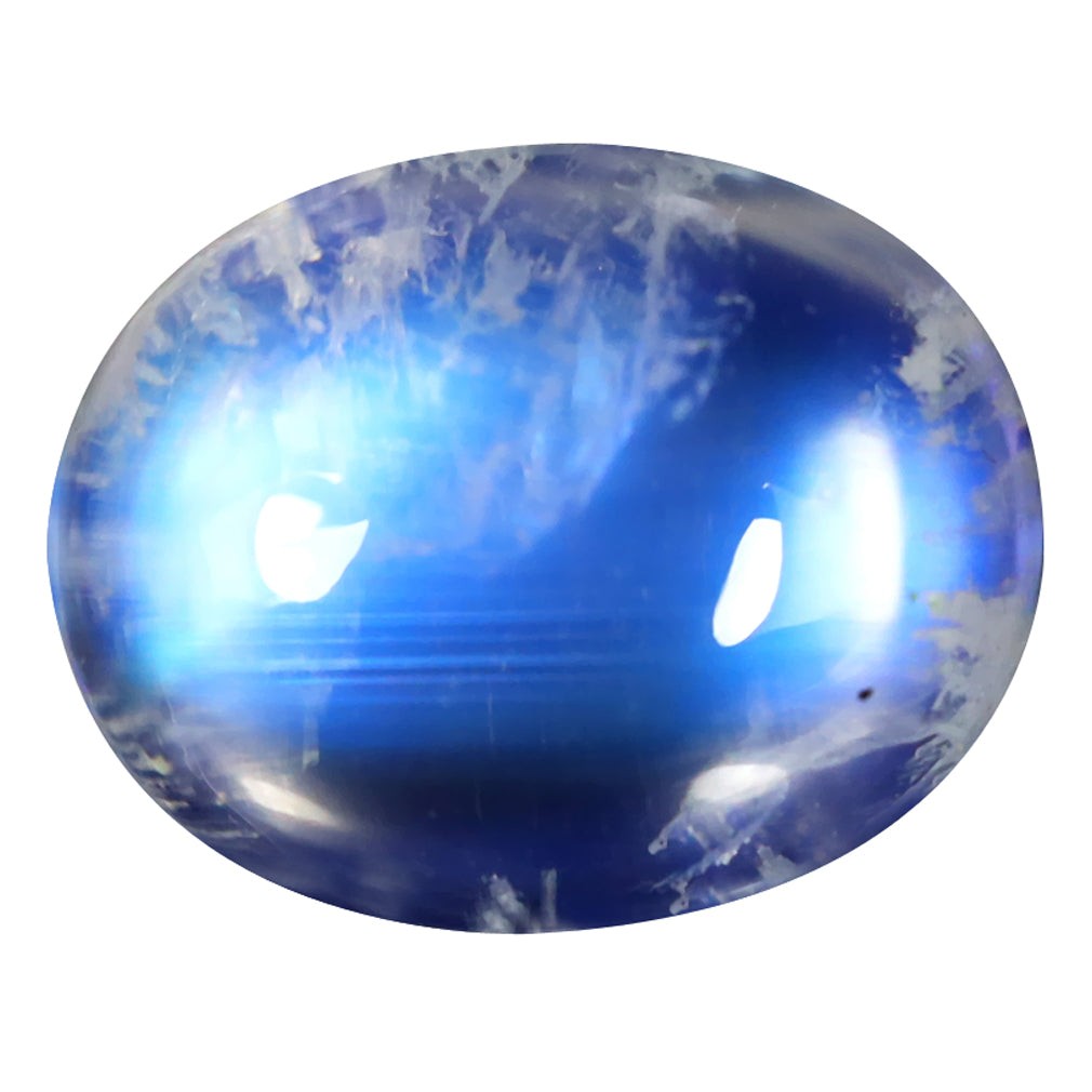 2.33 ct Superior Oval Cabochon (9.08 x 7.21 mm) Natural Rainbow Blue Moonstone