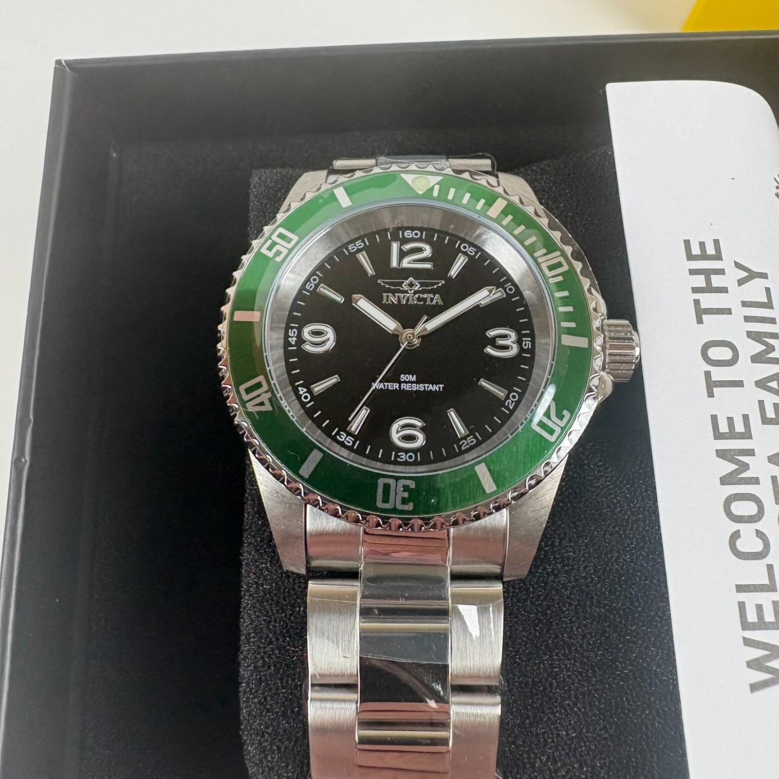 Invicta Rowan 40mm Green Dial Stainless Steel Watch 49338 Box Papers
