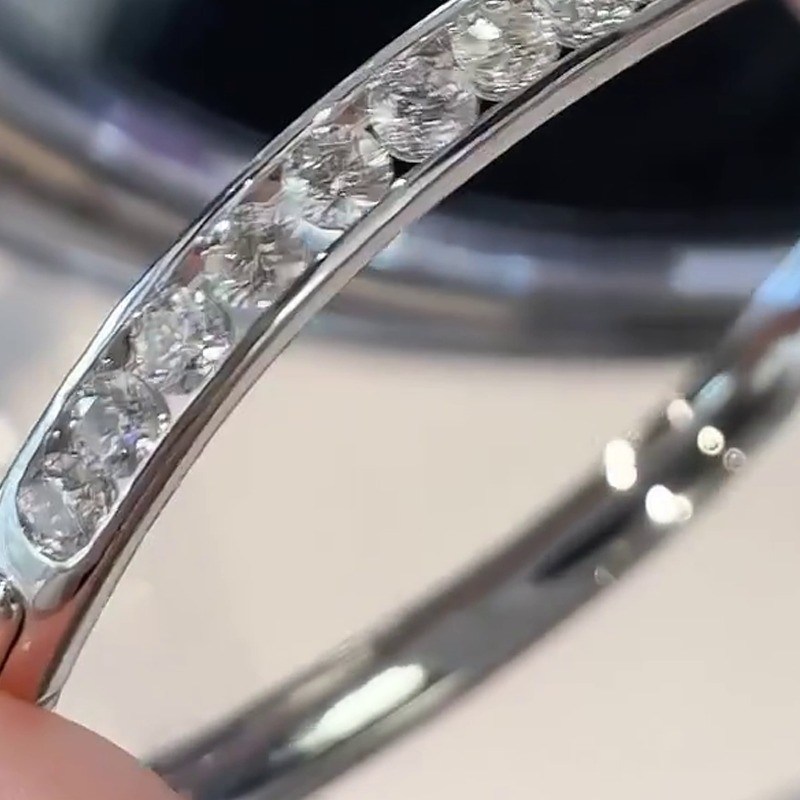 1.90 Ctw Round Cut Moissanite Bracelet Bangle Channel Set 14K White Gold Plated