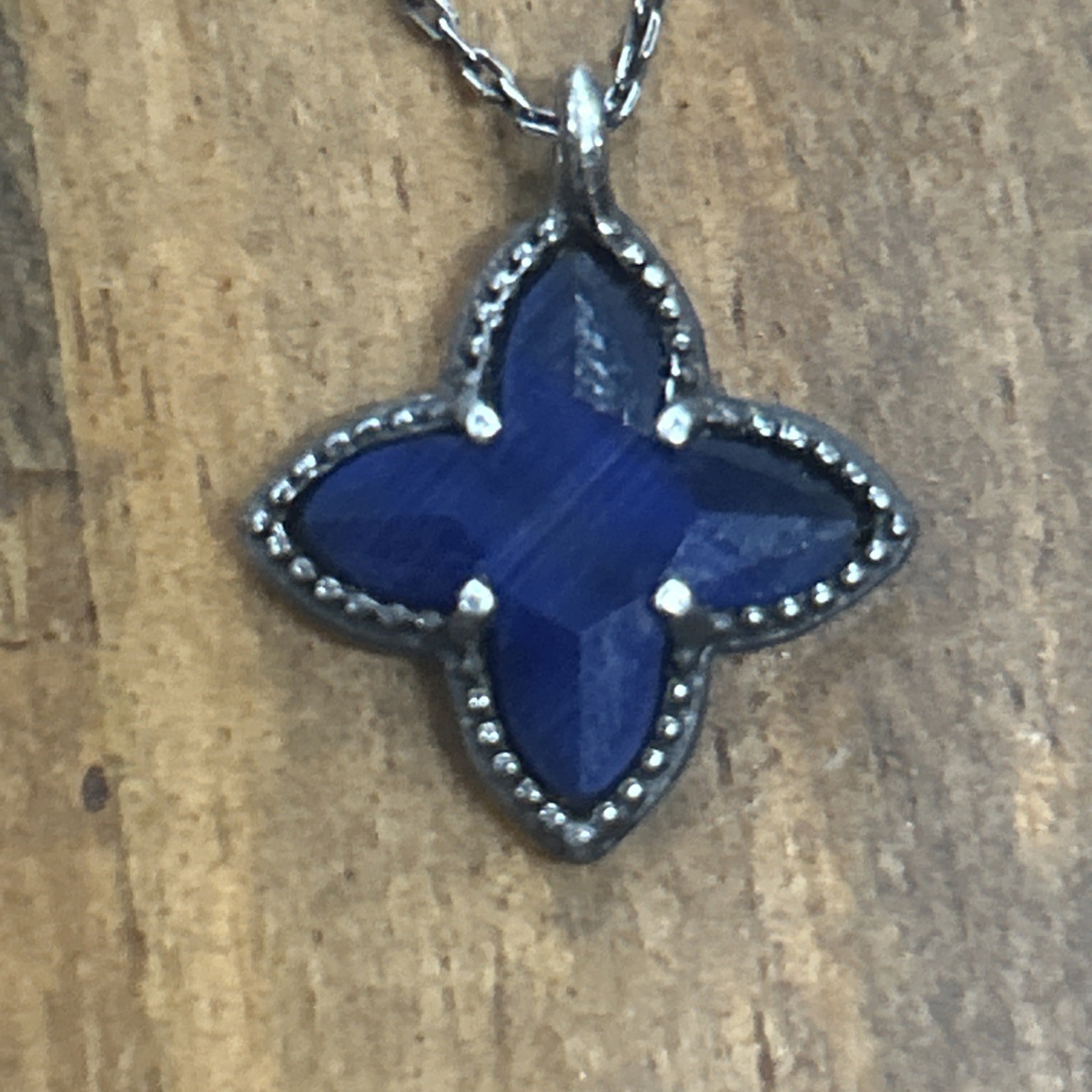 17.75” Dyadema Italian Sterling Silver Paperclip Chain Blue Star Pendant 3 Grams