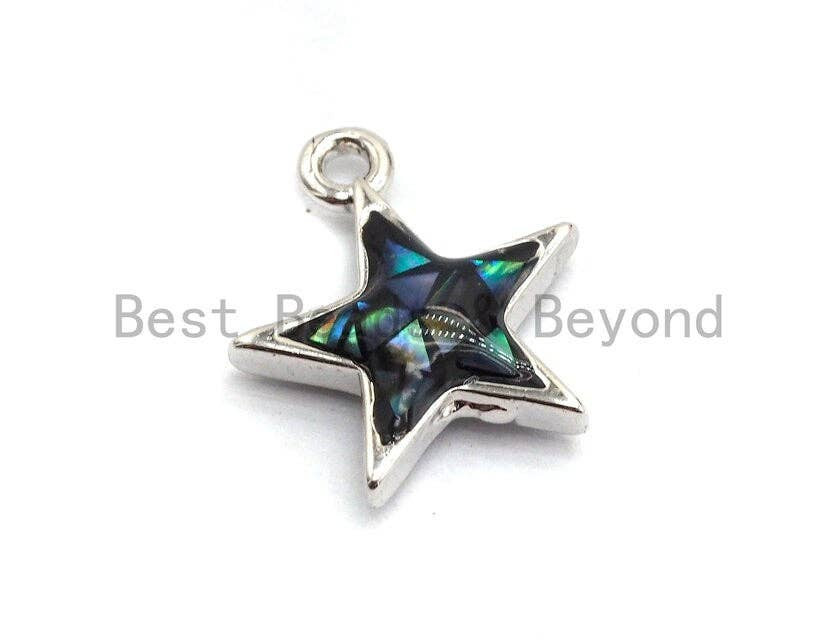 100% Natural Abalone Five Star Charm,Atrovirens Abalone shell Charm, Jewelry