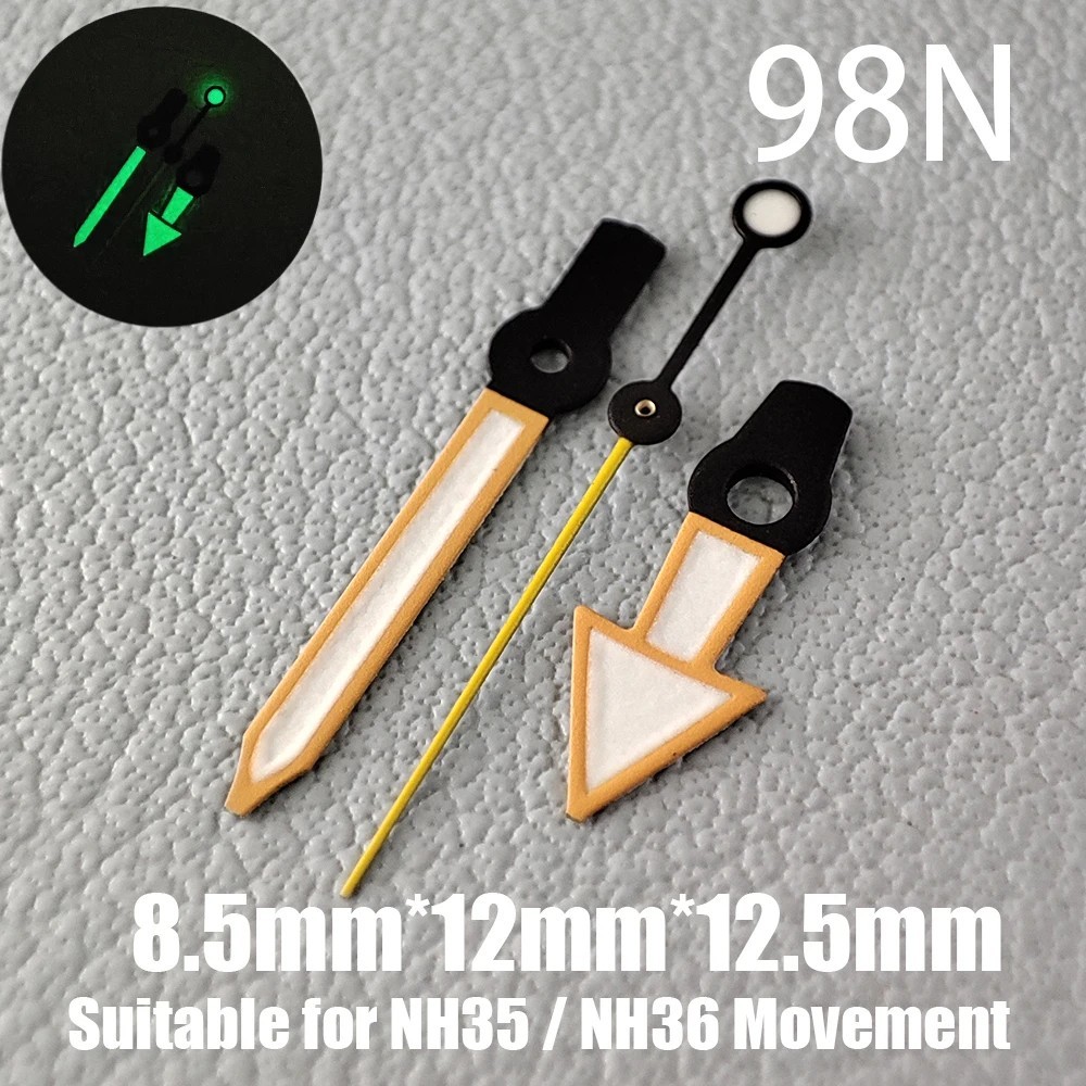 Watch Hands C3 Green Luminous Fit NH35 NH36 8.5x12x12.5mm Watch Pointer Set