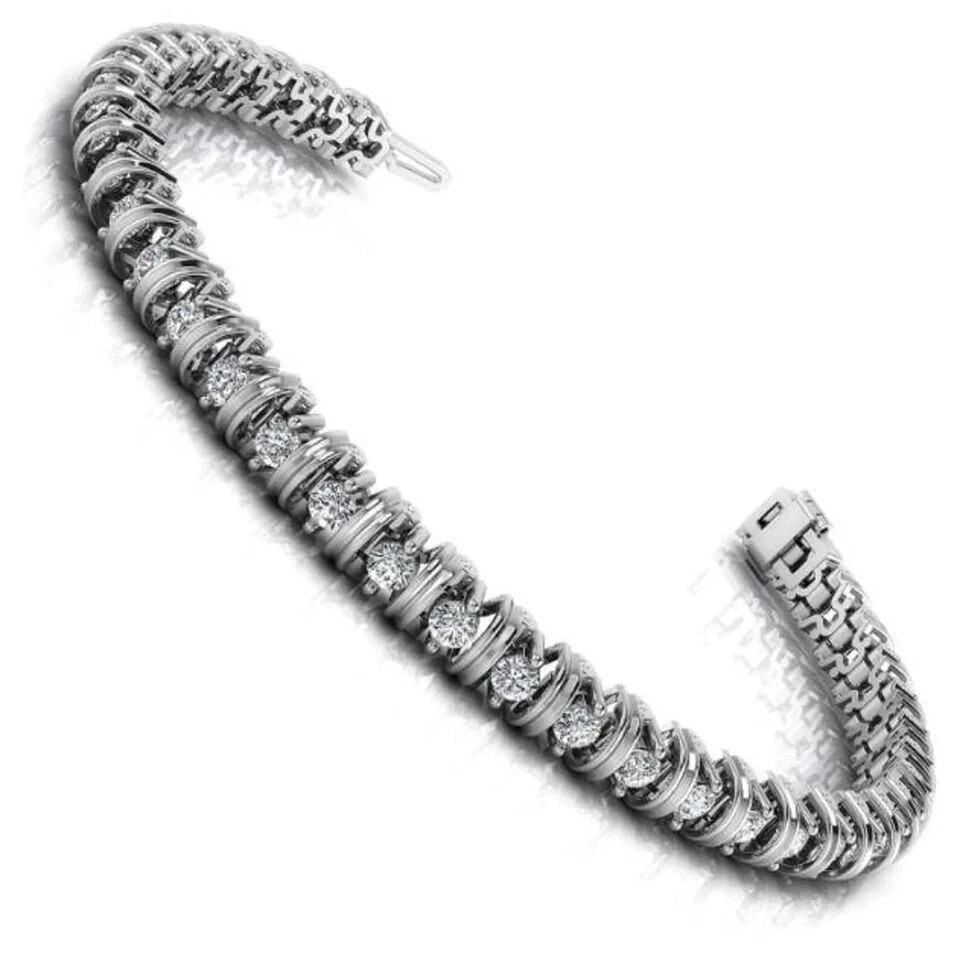 14K White Gold Finish Diamond 5Ct Round Cut Lab Created Women’s Tennis Bracelet