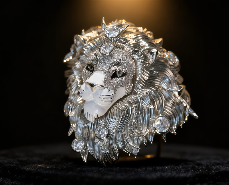 Original Design Silver Color Lion Brooch, High-end Luxury Accessory Brooch