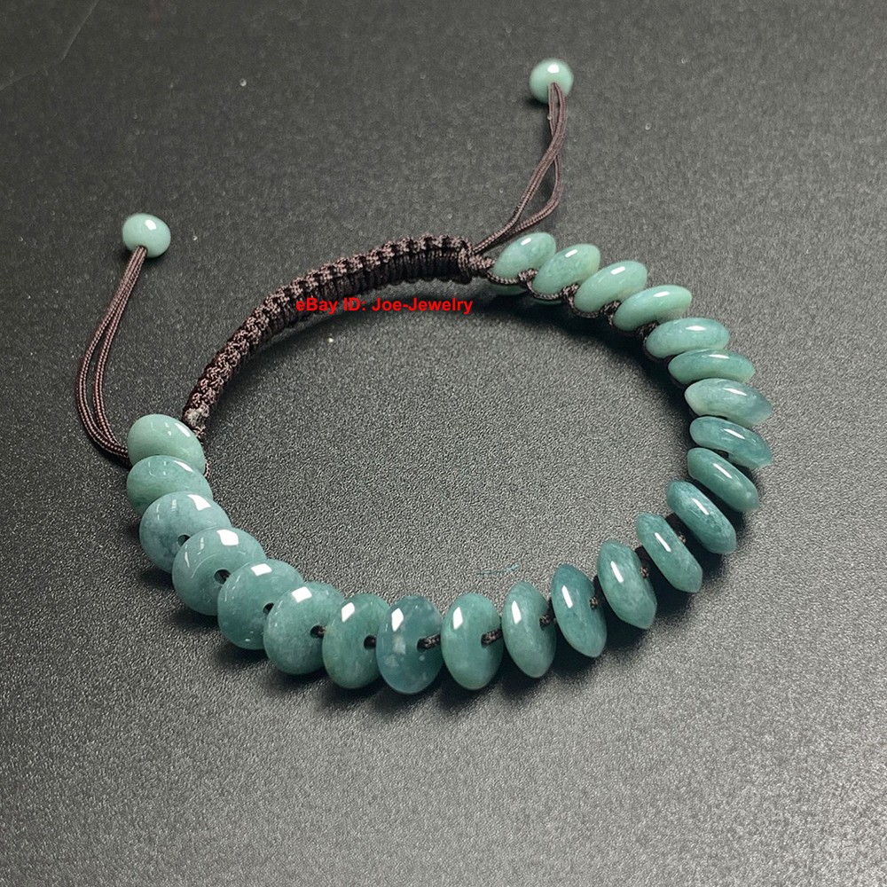 Natural Jadeite Bracelet Grade A Jade 8mm Safety Bead Adjustable Coffee Bracelet