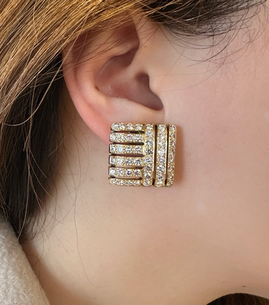 Natural Diamond Square Button Earrings 5cttw in 18k & 14k Yellow Gold – HM2674BE