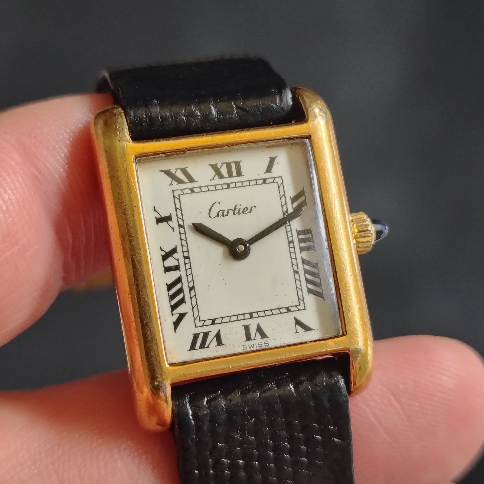 Vintage Cartier Tank Pre-must 18k Electroplated 1970s 21x28mm 551.2106 Unisex