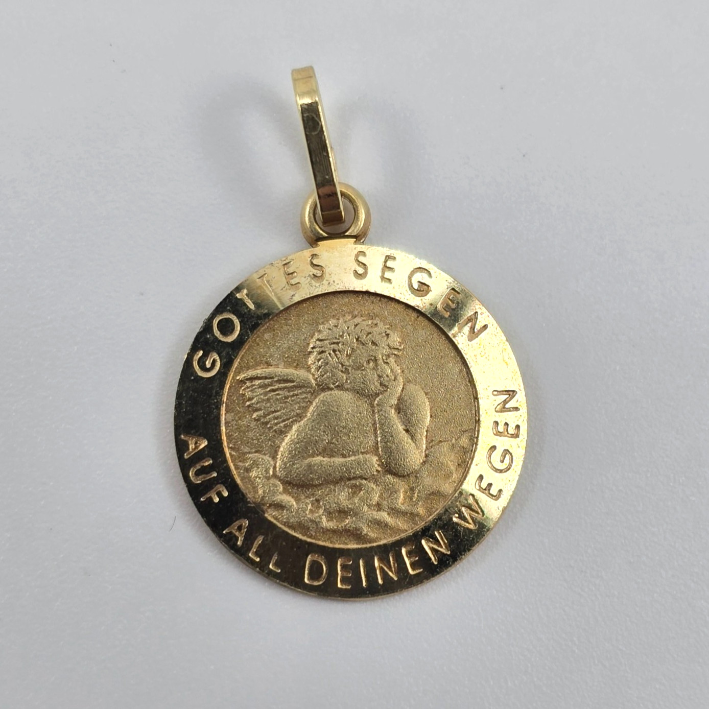 Small Germany 8k Gold, Gottes Segen Auf All Deinen Wegen Angel Religious Pendant