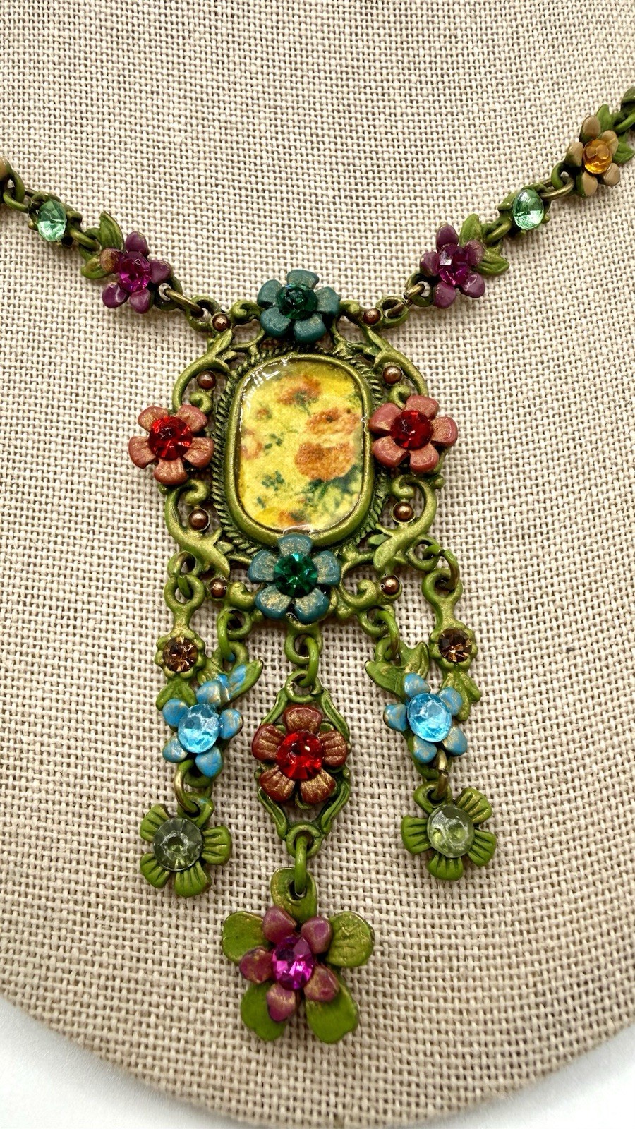You & I Neo-Victorian Enamel Picture Necklace 18”