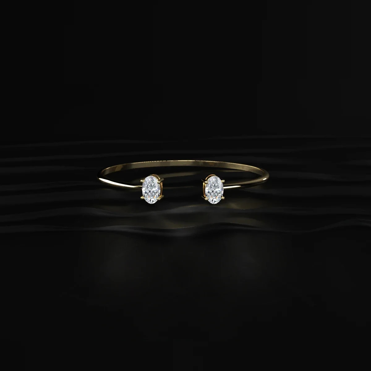 2Cttw Oval Moissanite Toi Et Moi Open Bangle