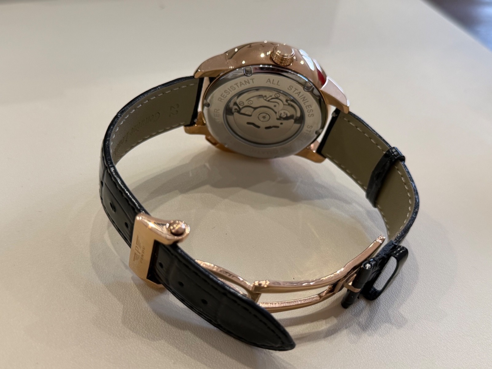 PINDU working Roulette Dial stainless steel and leather mens watch