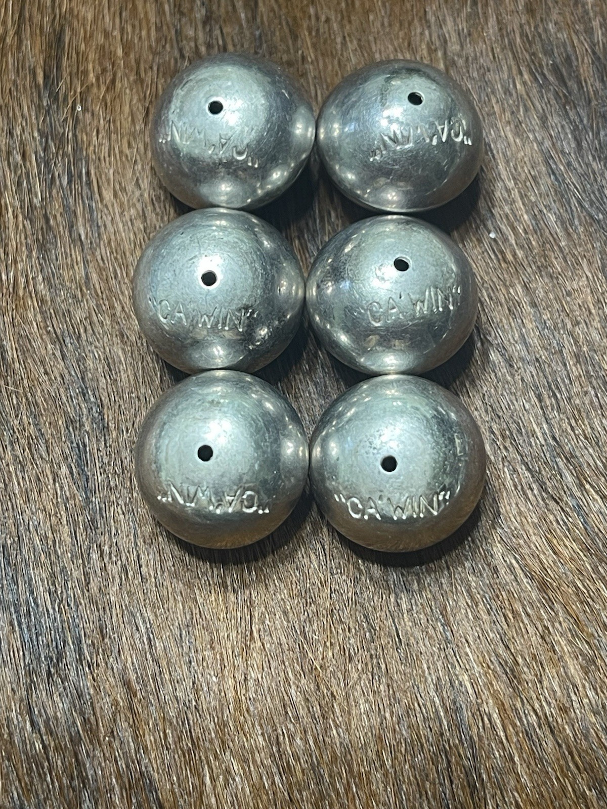 Six Jimmy Calabazas Ca’Win Kewa Pueblo Loose Beads Pearls Signed 925 Silver
