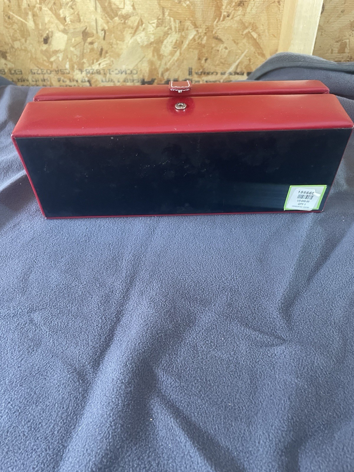 Red Faux Leather Jewelry Box 11″ 3 Piece Fabric Lined Travel Multi Compartment