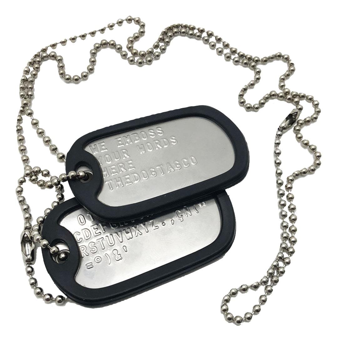 PAIR SET U.S. PERSONALISED STAINLESS STEEL ARMY MILITARY DOG TAGS -THEDOGTAGCO