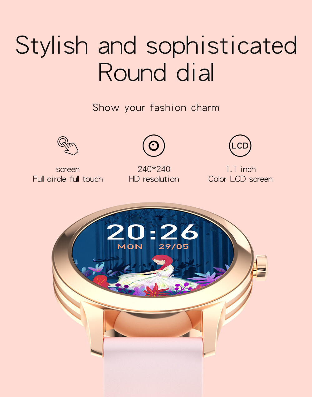 Women Girls Female Smartwatch Bluetooth Smart Watch Fitness Tracker Pedometer