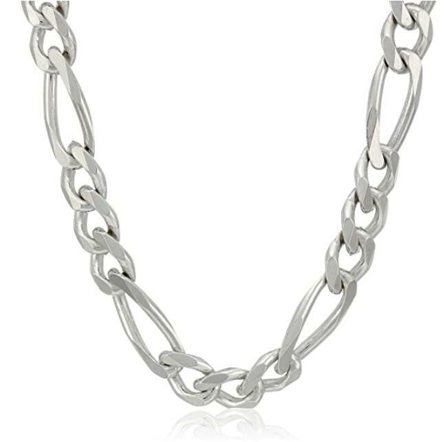 10mm 24 inch Stainless Steel Silver Solid Figaro Link-Chain Necklace For Mens
