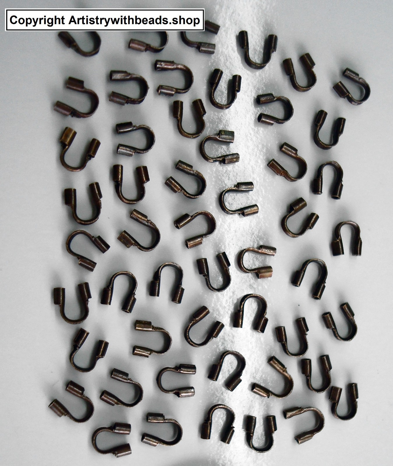 50 Wire protectors COPPER plated crimping tiger tail wire guards 5x4mm FPC093B