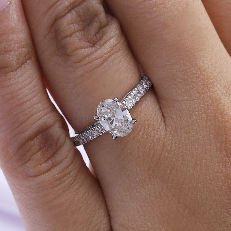 1.38ct Lab Grown Diamond Cathedral Style Engagement Ring in 10K White Gold