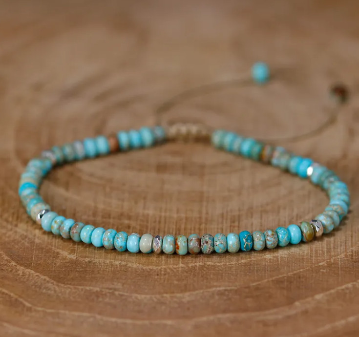 Turquoise 4mm Bead Healing Meditation Chakra Dainty Minimalist Bracelet Gifts