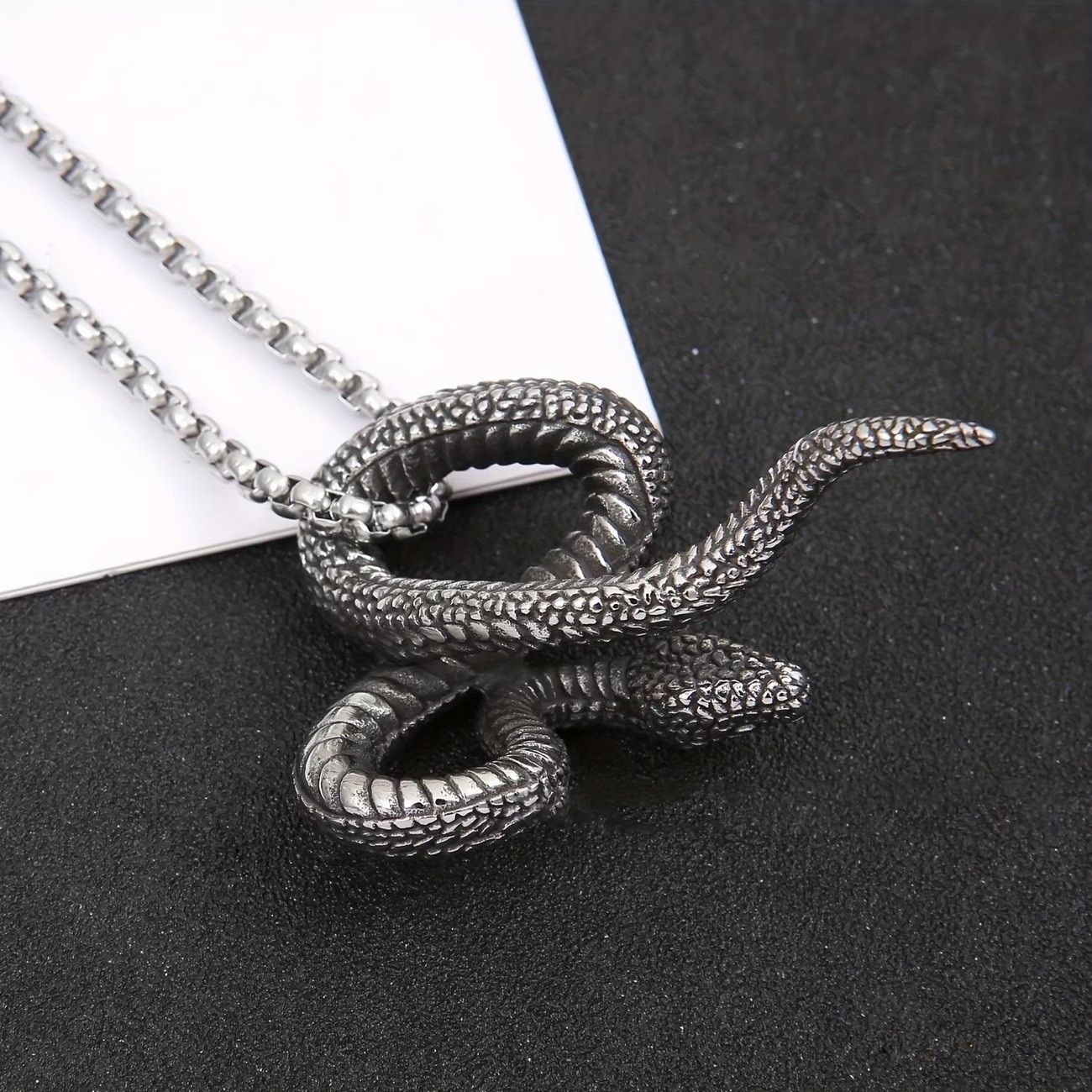 925 Sterling Silver Charm New Fashion Jewelry King Cobra Snake Pendant Necklace