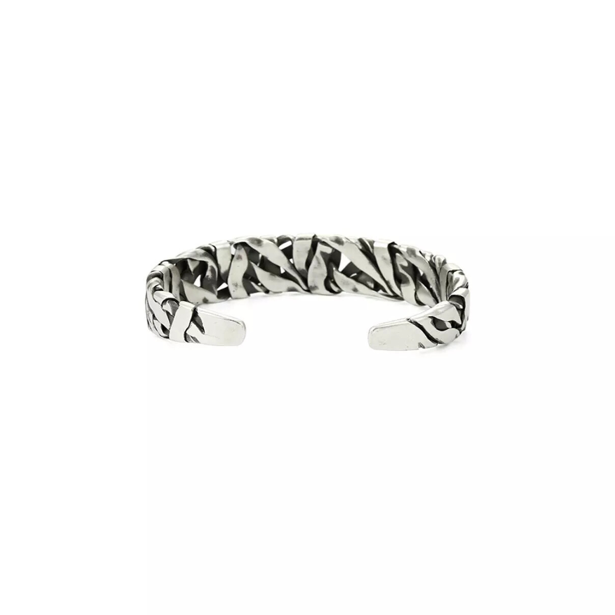 Men Bracelet Sterling Silver Retro Twisted Open Wide Bangle Cuff Bracelet USA