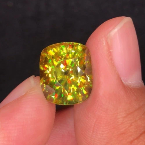 6.50+ Ct Natural Full Fire Sphene Titanite Cushion Cut Gemstone For Jewellery