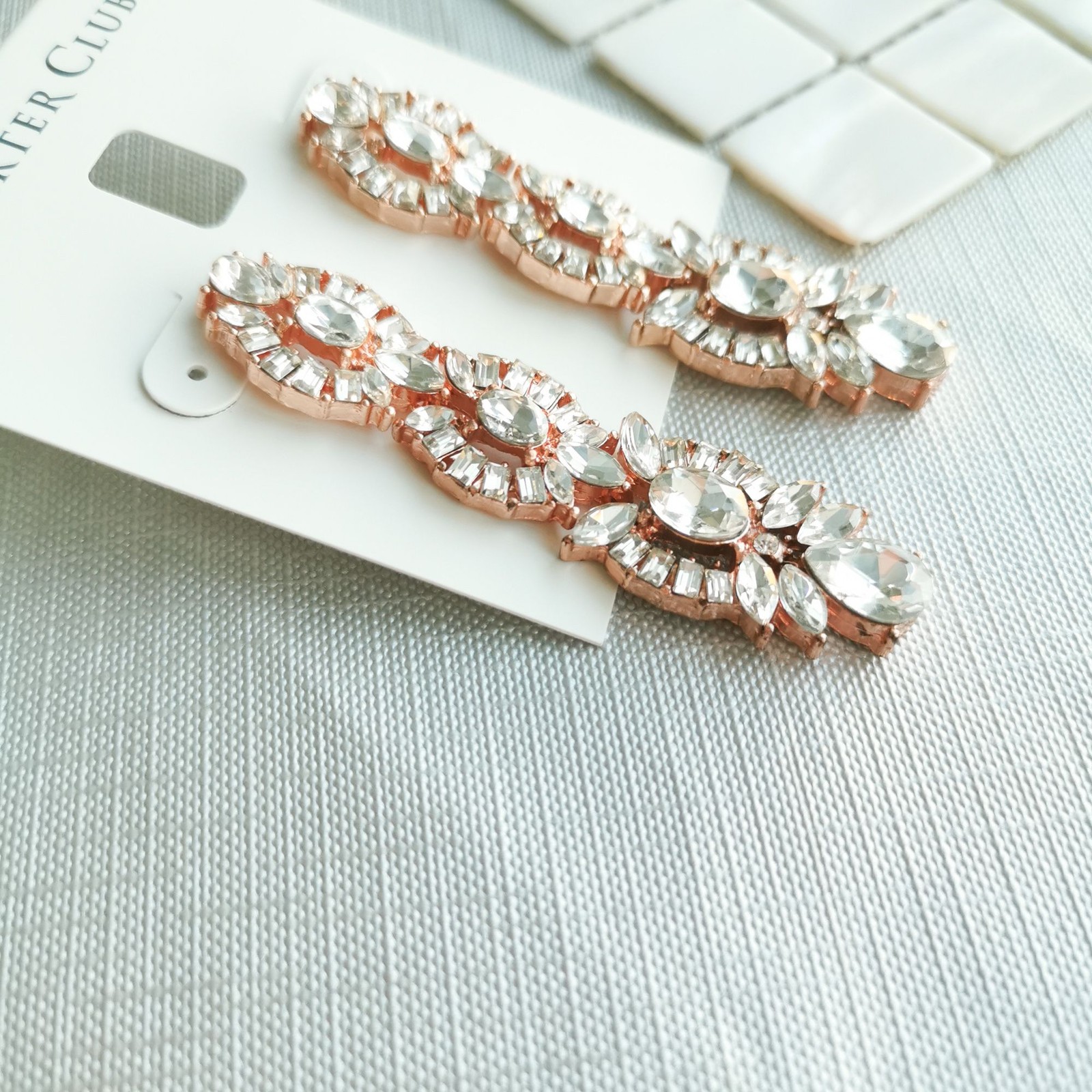 Charter Club Crystal Drop Earrings Elegant Statement Jewelry Gift New