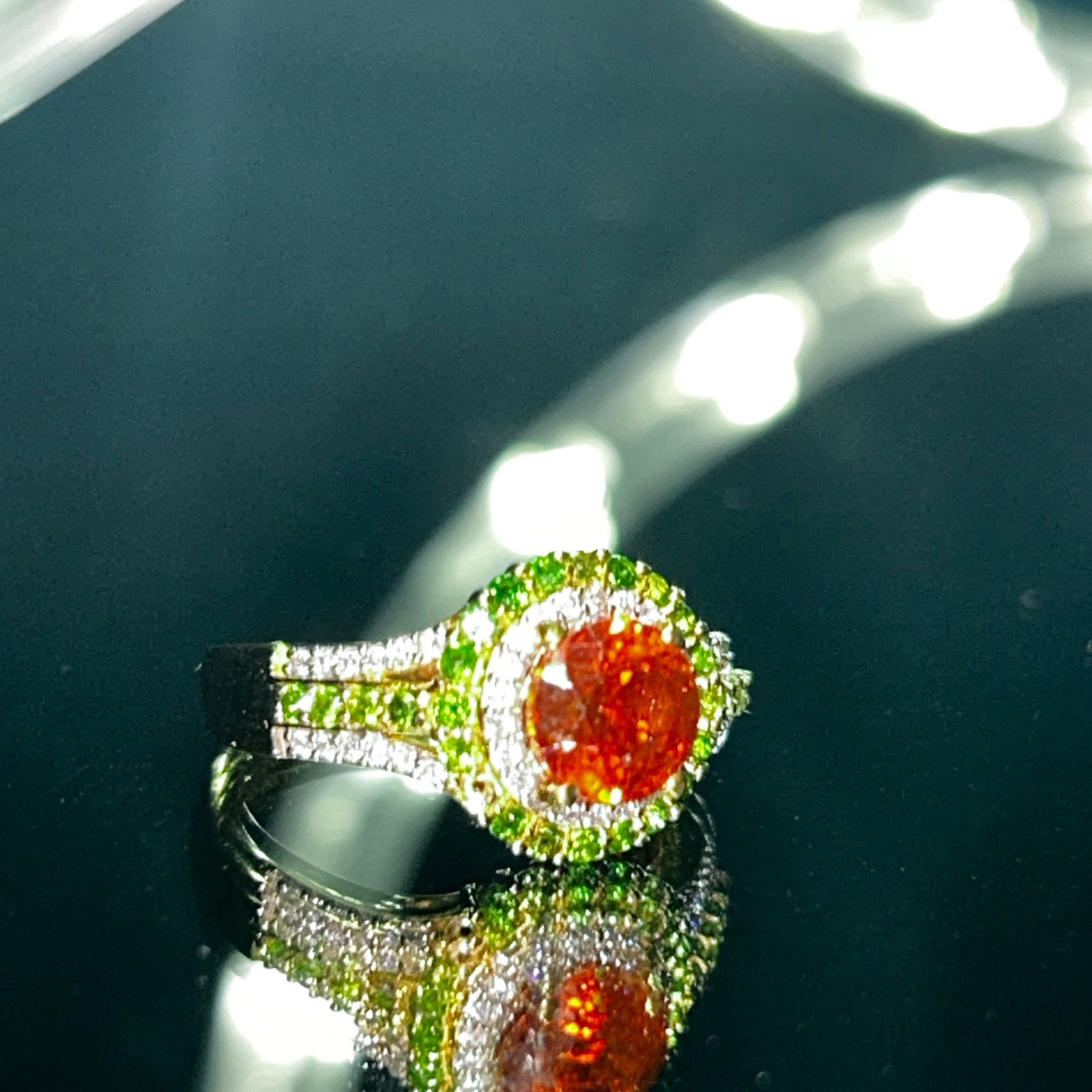 Stunning 1.86 carat Picos Altos Sphalerite ring 18k vermeil over 925 sterling