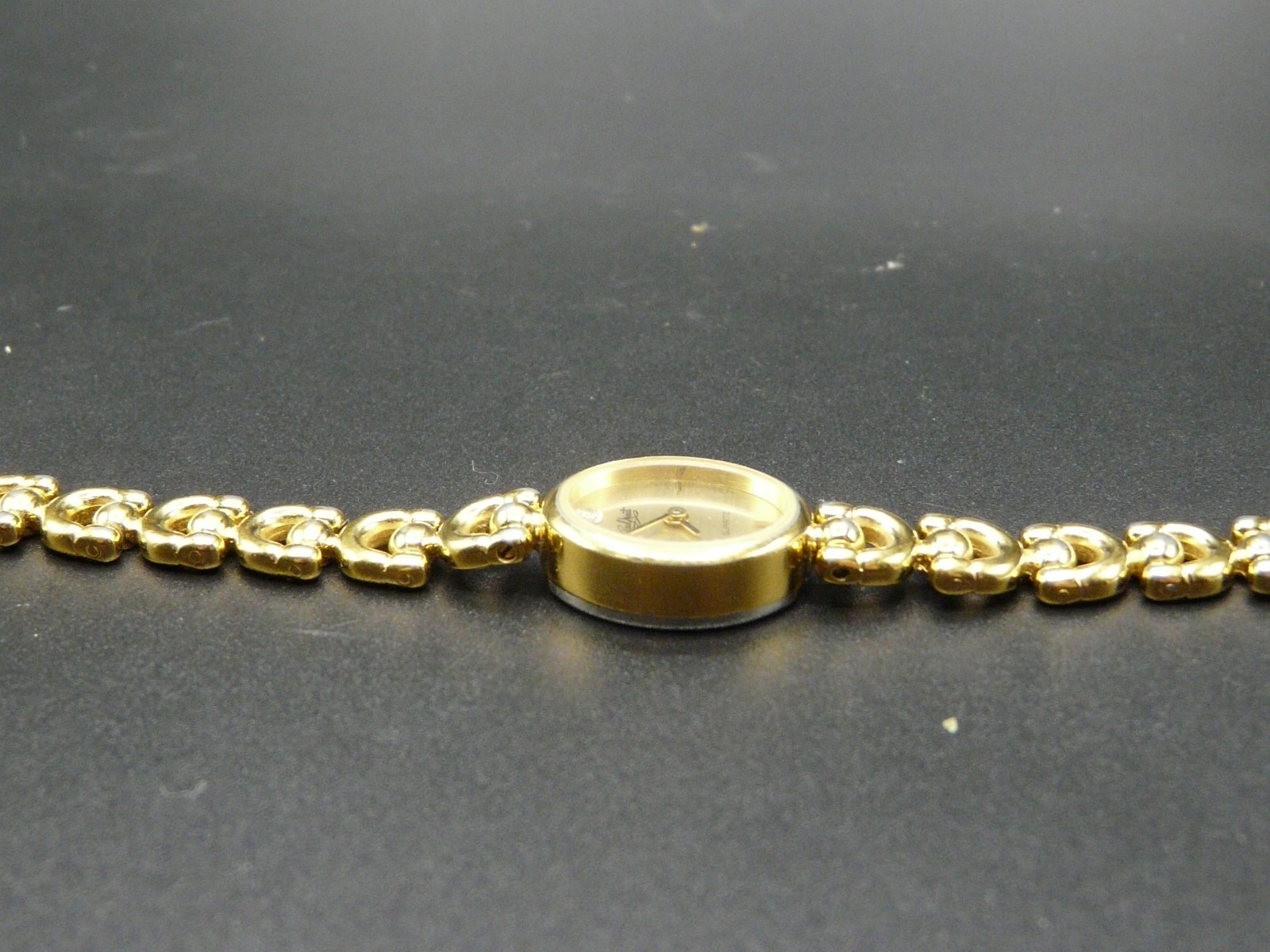VTG Vintage Paul Maret Ladies Women Watch Gold Tone Link Bracelet Gemstone Dial