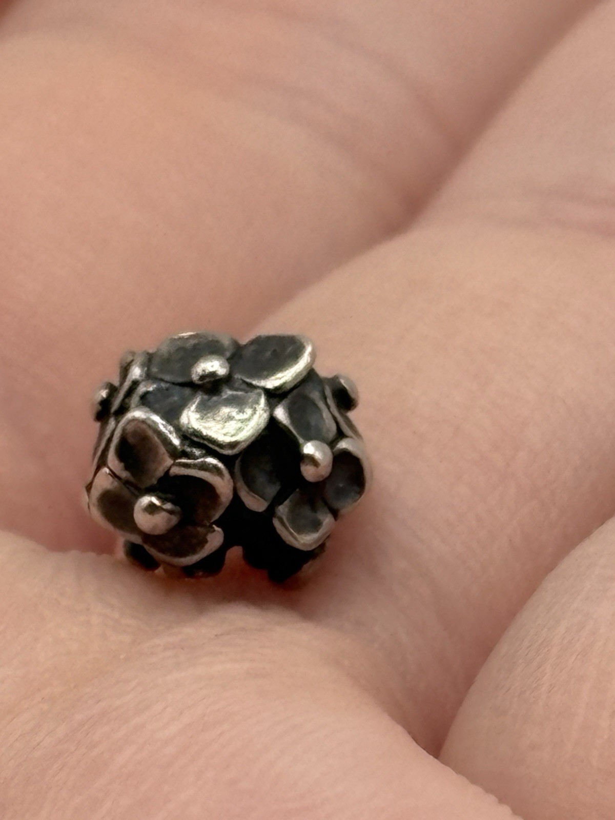 Authentic Trollbeads, Retired Hydrangea Sterling Silver Bead