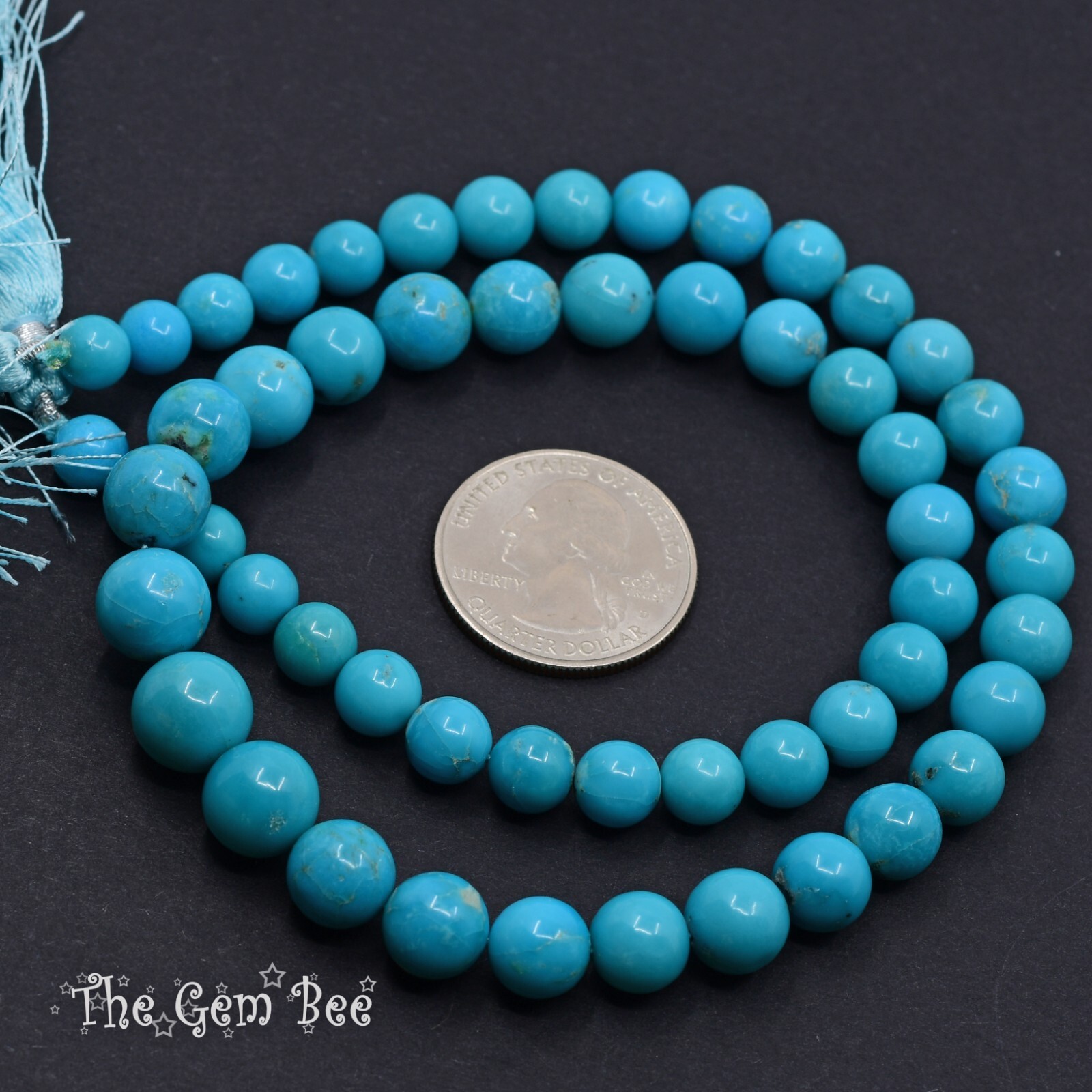 6.8-10.6MM Sleeping Beauty Turquoise Light Blue Smooth Round Rondelle 17.5 inch