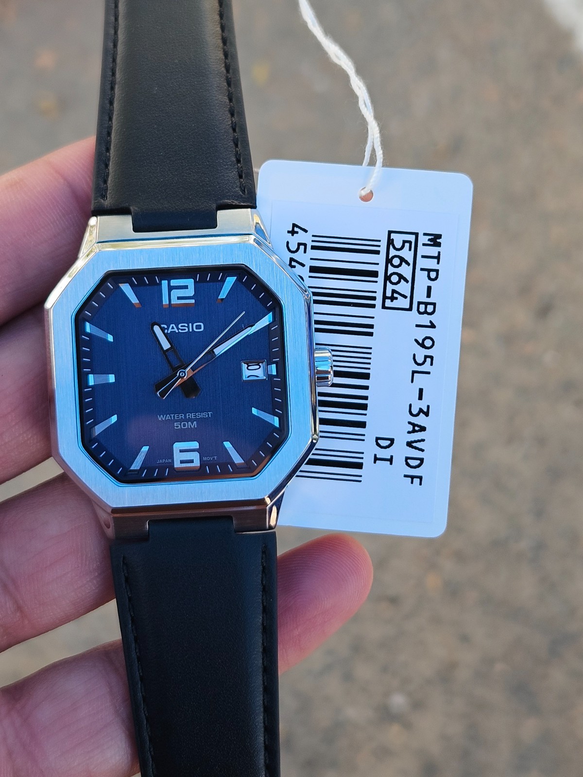 Casio MTP-B195L-3AV Blue Dial Black Leather Strap Analog Watch 50M Mens New