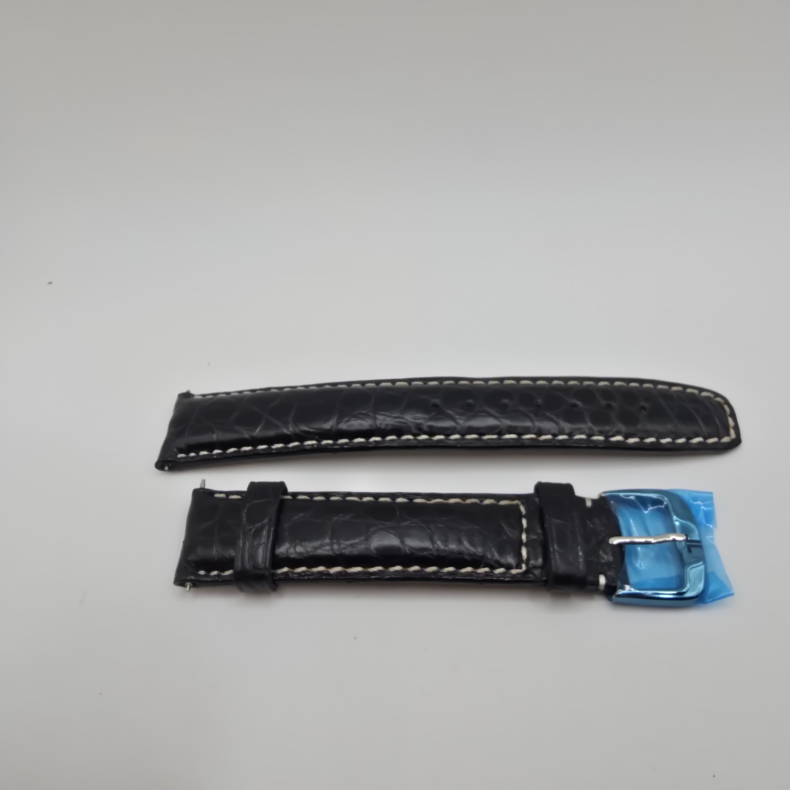 Jacques Lemans Genuine Alligator Watch Strap Band Black 19mm