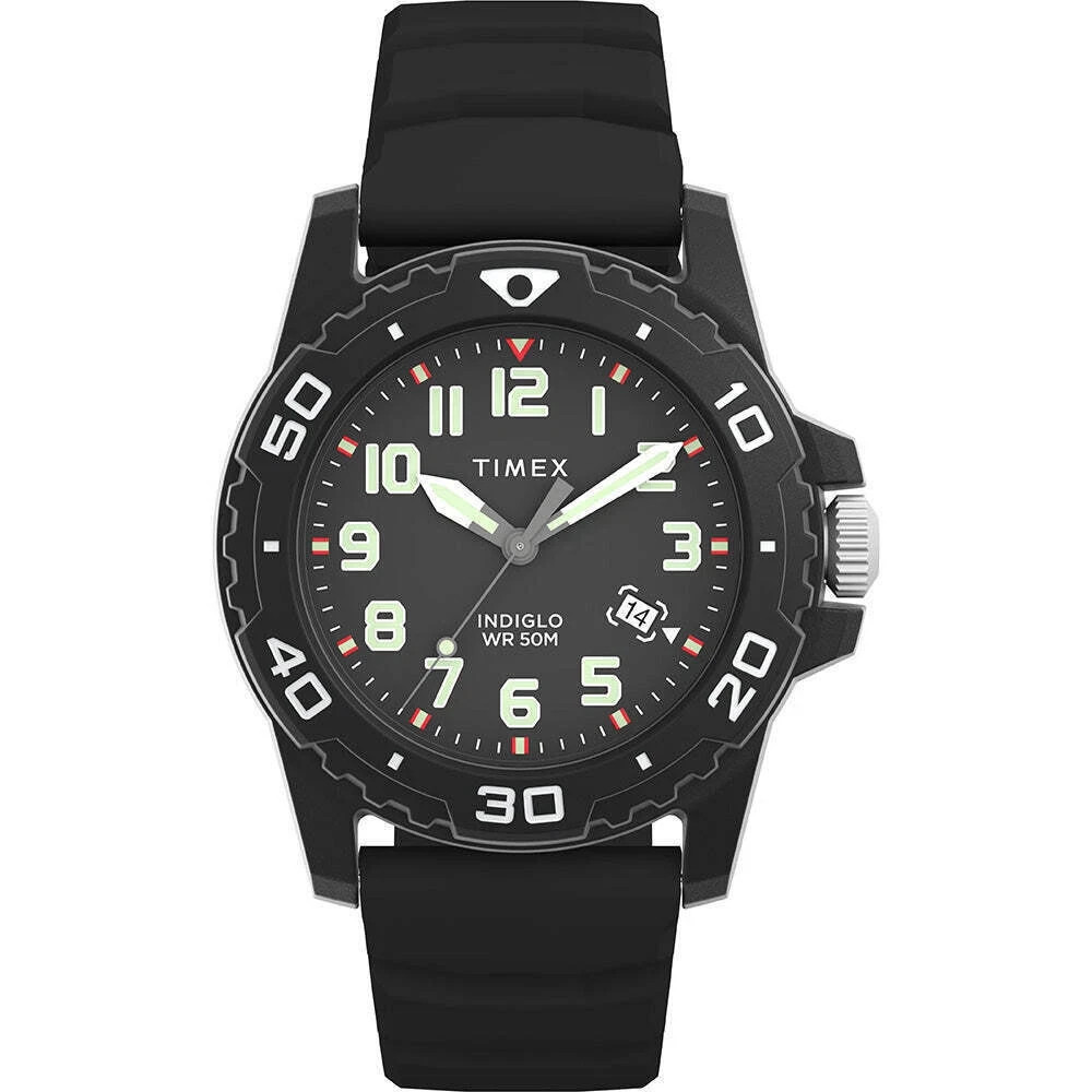 Timex TW5M61200, Men’s Black Silicone Watch, Indiglo, Date, 50 Meter WR