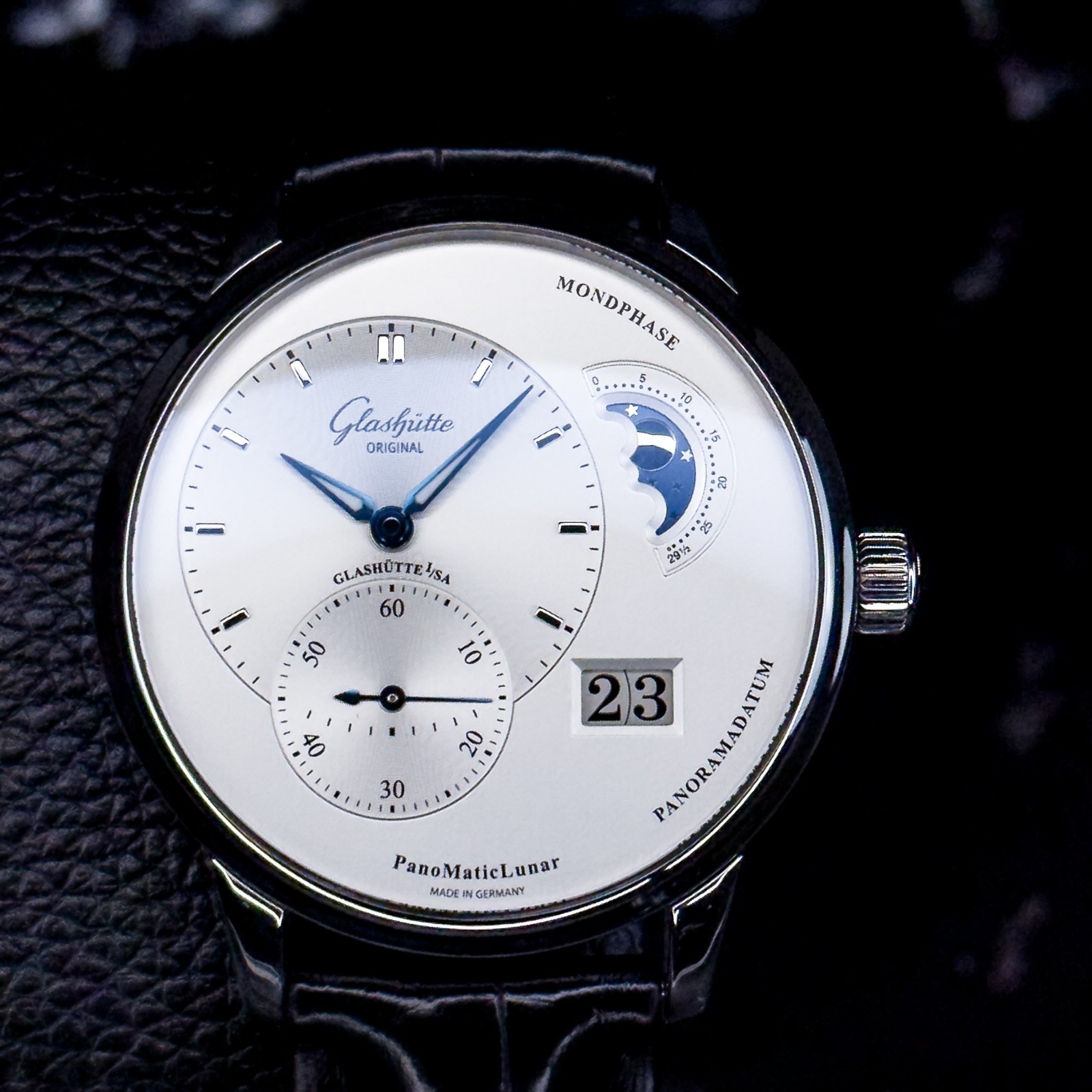 Glashütte Original PanoMaticLunar Moonphase Silver Dial 1-90-02-42-32-50 B & P