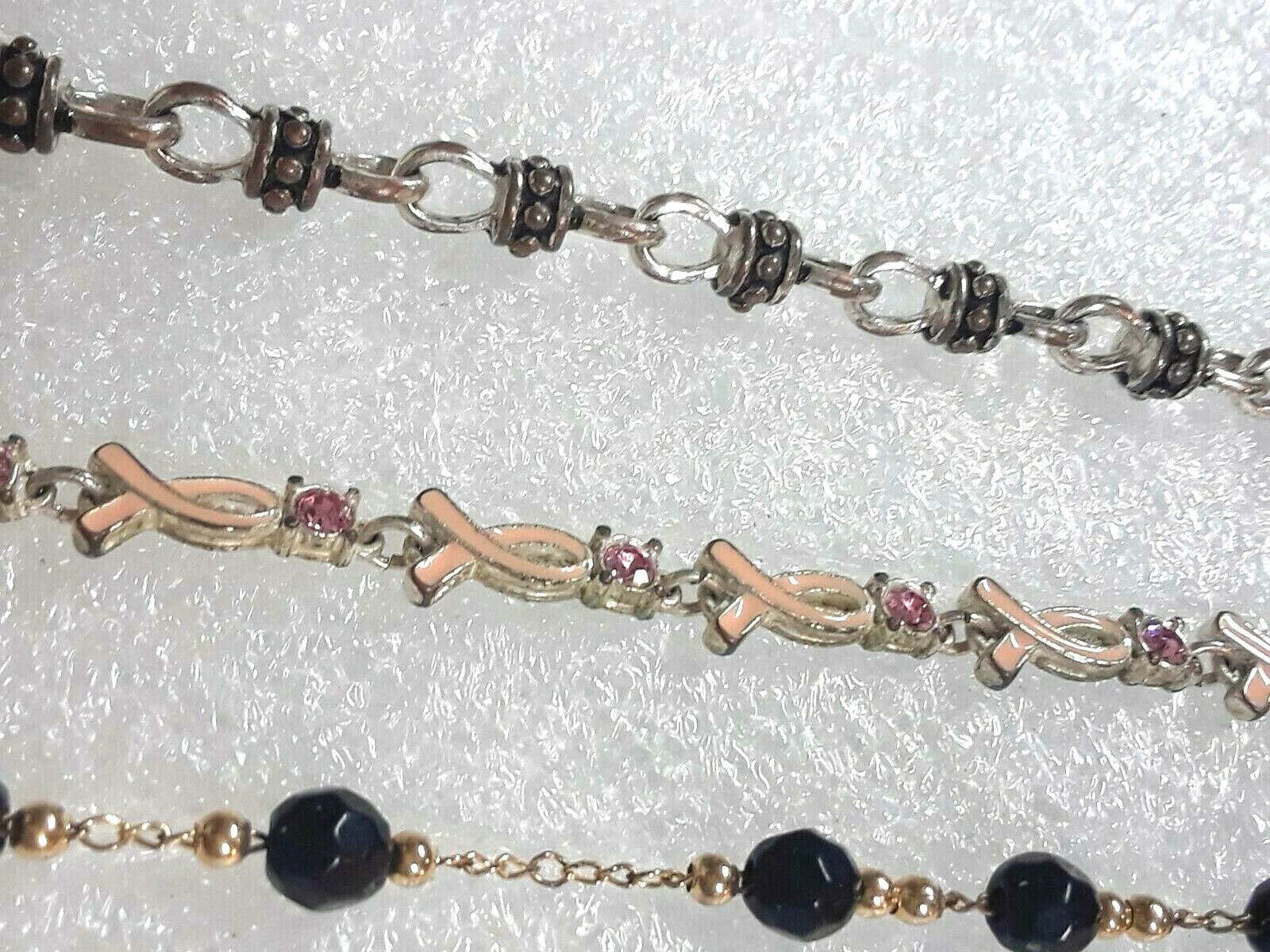 vintage bracelets. Premier Designs, Avon Cancer awareness, Milanus 7 1/2″ long