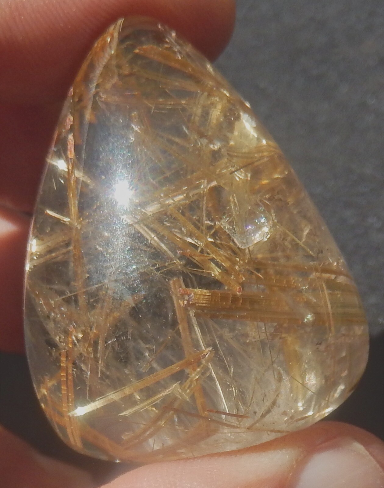 Golden Rutilated Polished Pear Cabochon Top Grade 24.3 Grams 121 Carats Brazil