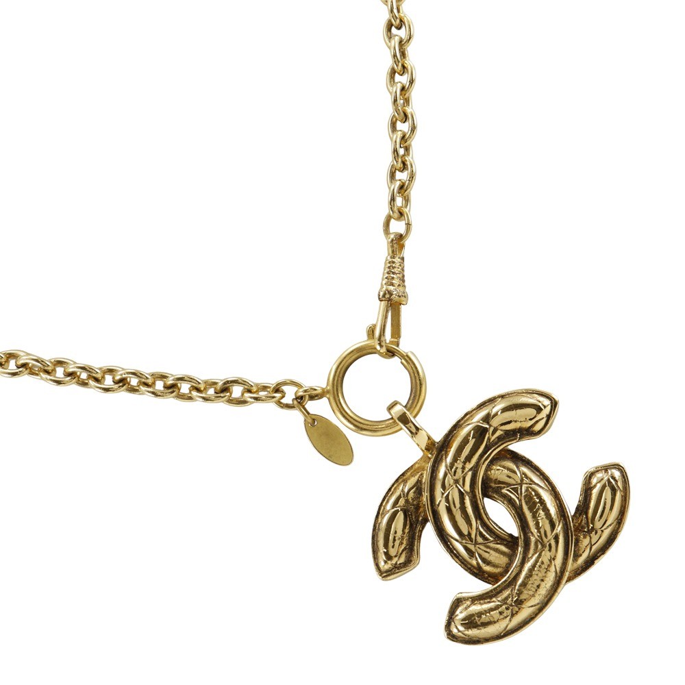 CHANEL COCO Mark Necklace Matelasse vintage gold Plated Gold 65.5g Women