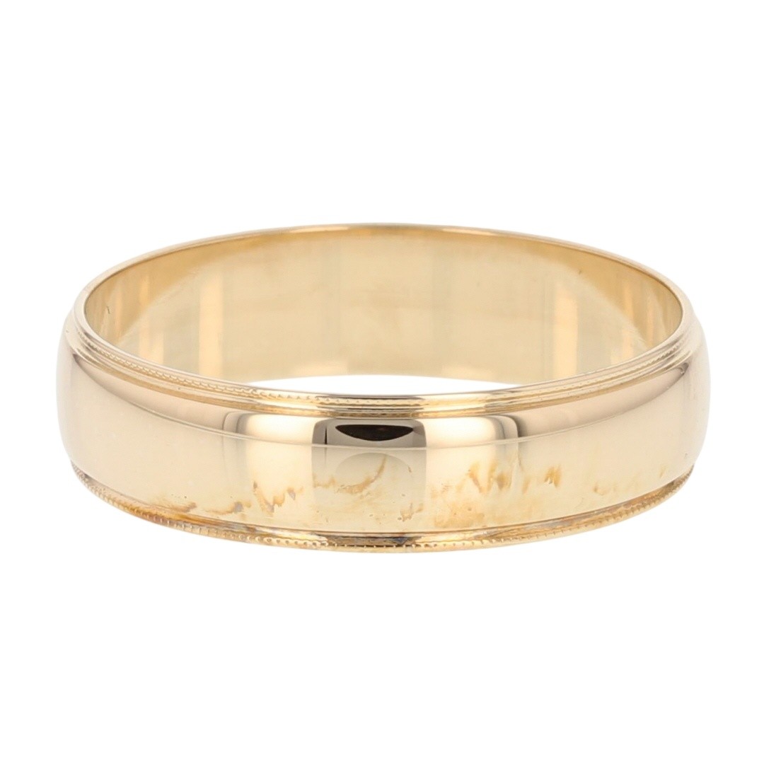 5.6mm Polished Milgrain Wedding Band Ring 14k Yellow Gold 4.05 Grams Size 11