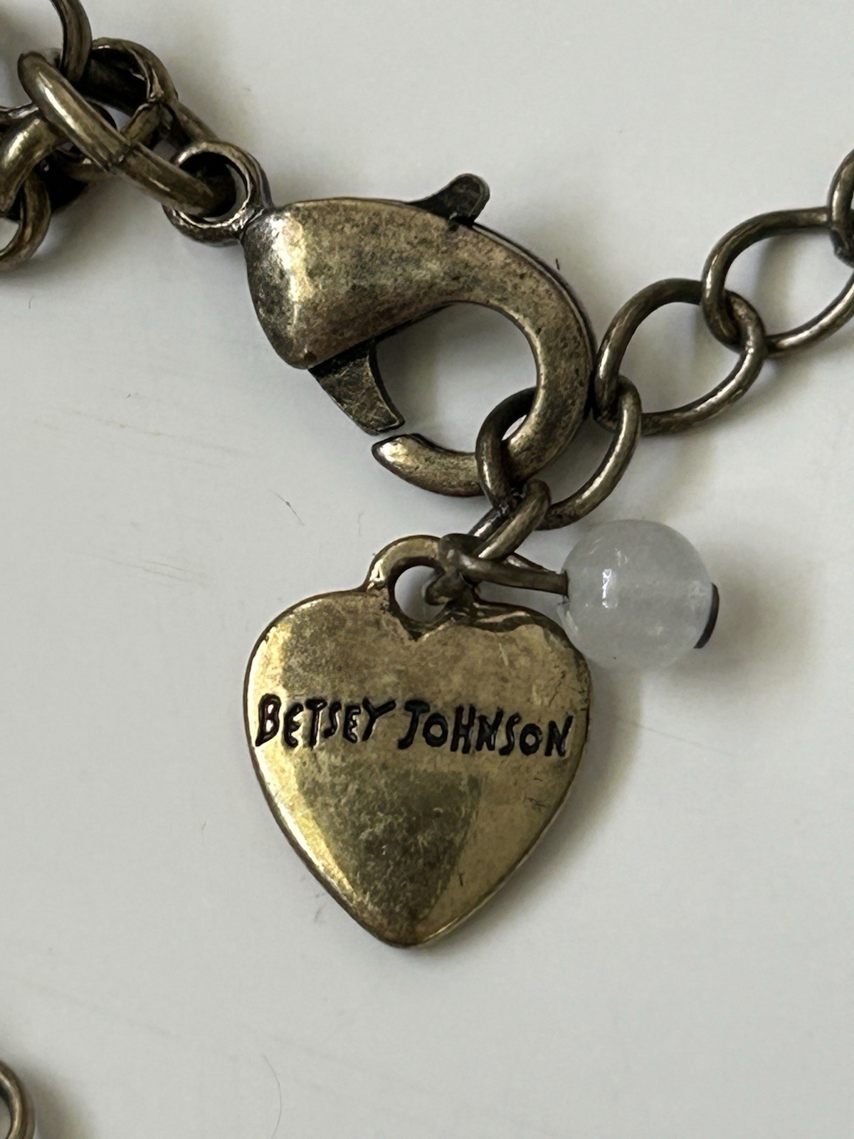 Betsey Johnson Enameled French Bulldog Dog Heart Locket Charm Necklace Signed