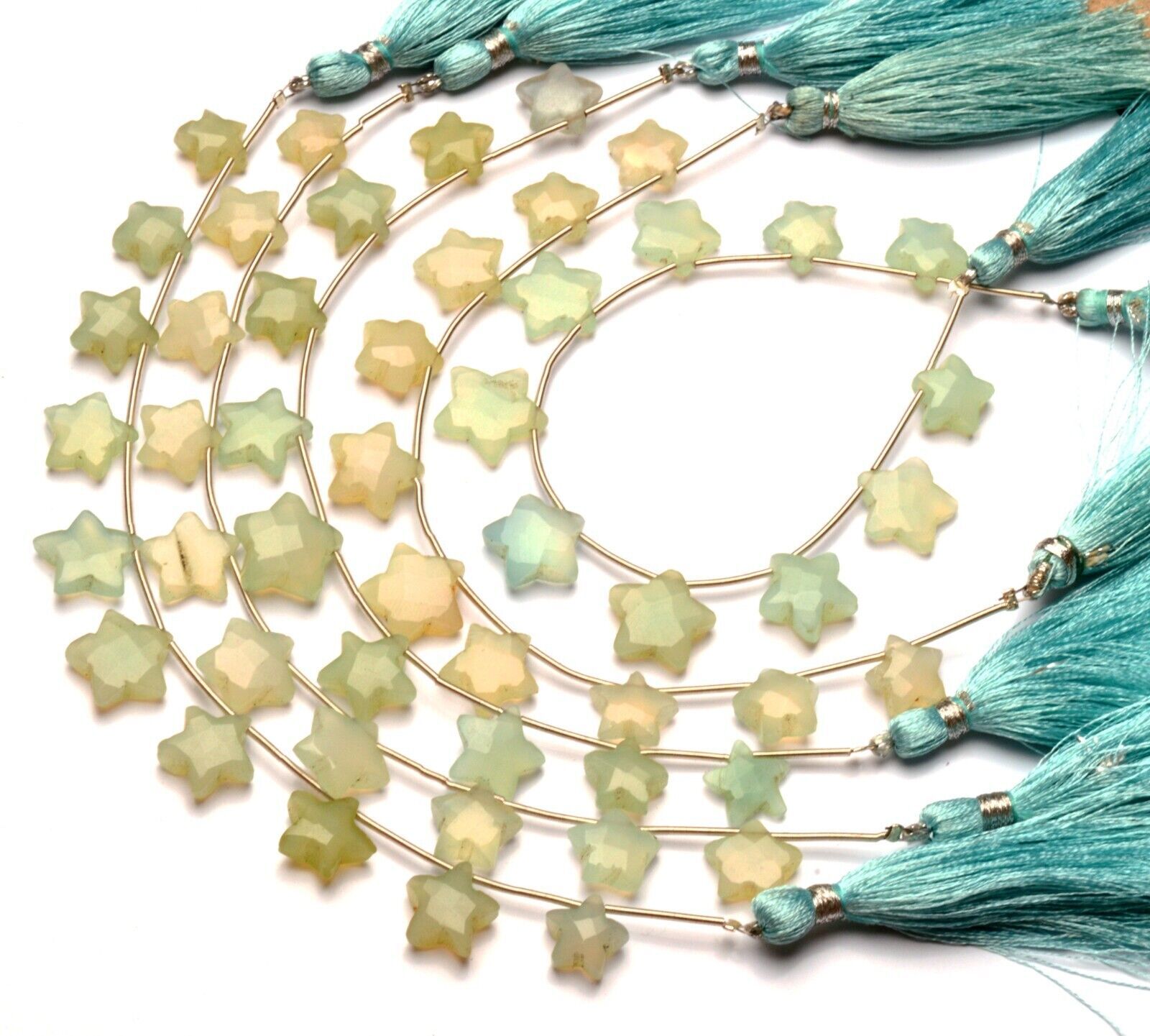 Natural Gem Chalcedony 10 to 13 mm Size Star Shape Beads 7″ Strand