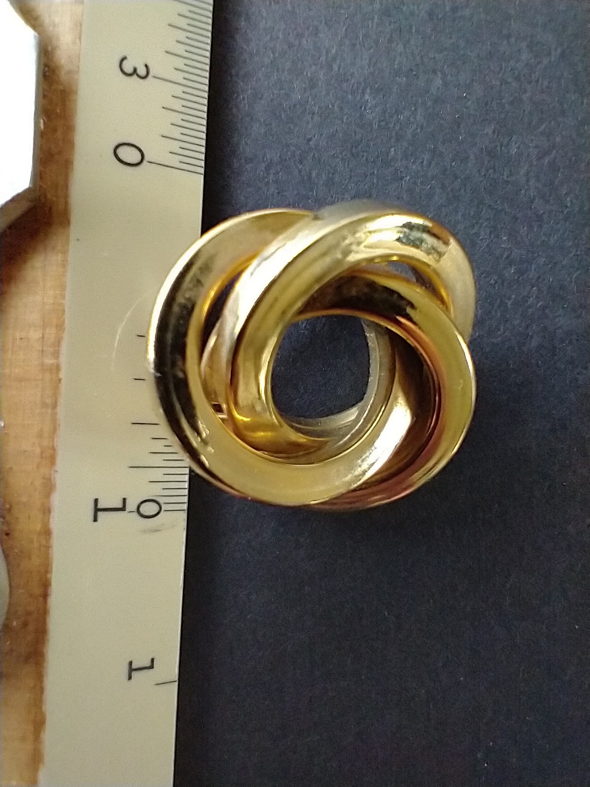 Three, Entwined, Gold Circles, Pin, Broach, Jewelry, Women, Dress, Formal