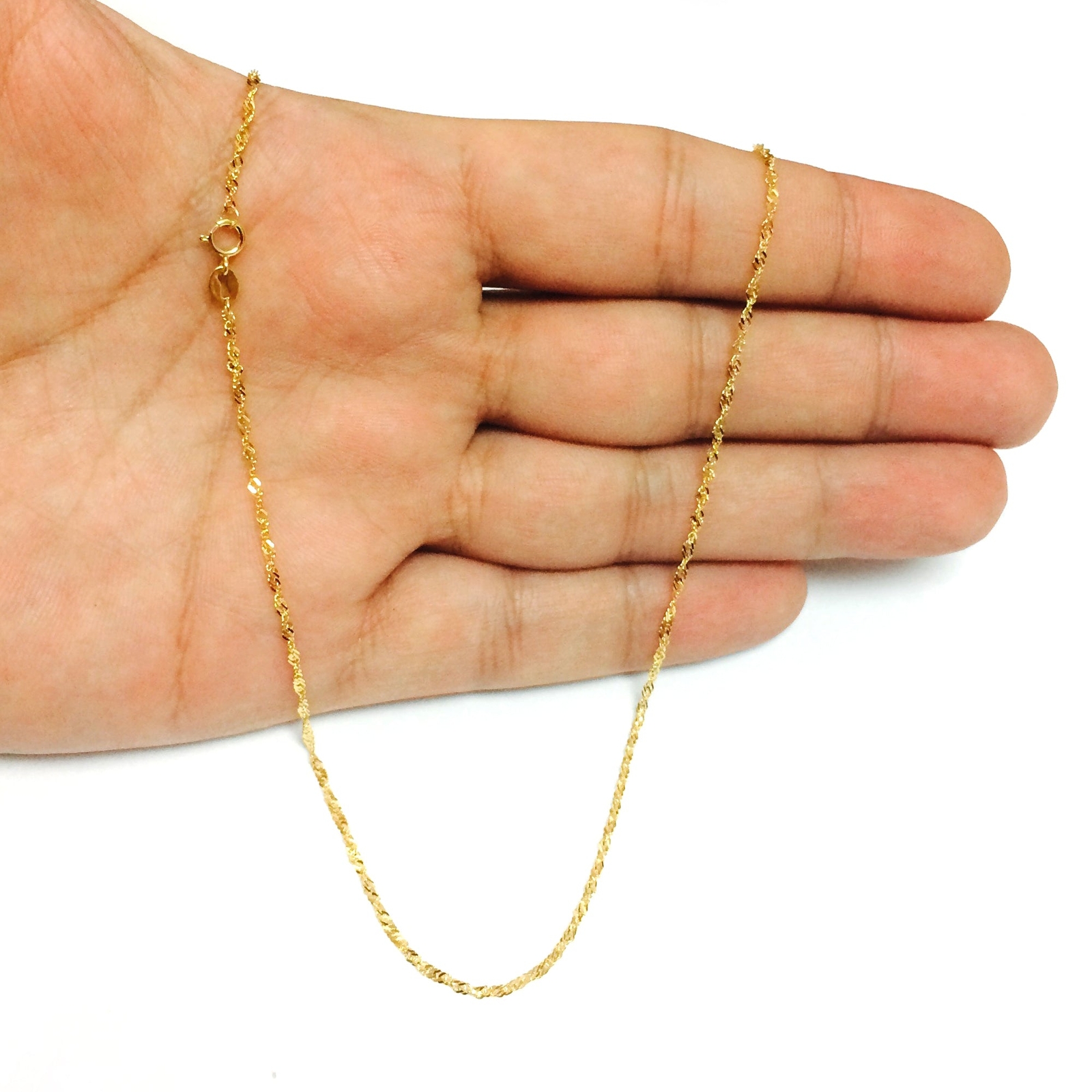 10k Yellow Real Gold Singapore Chain Necklace, 1.5mm, 16″