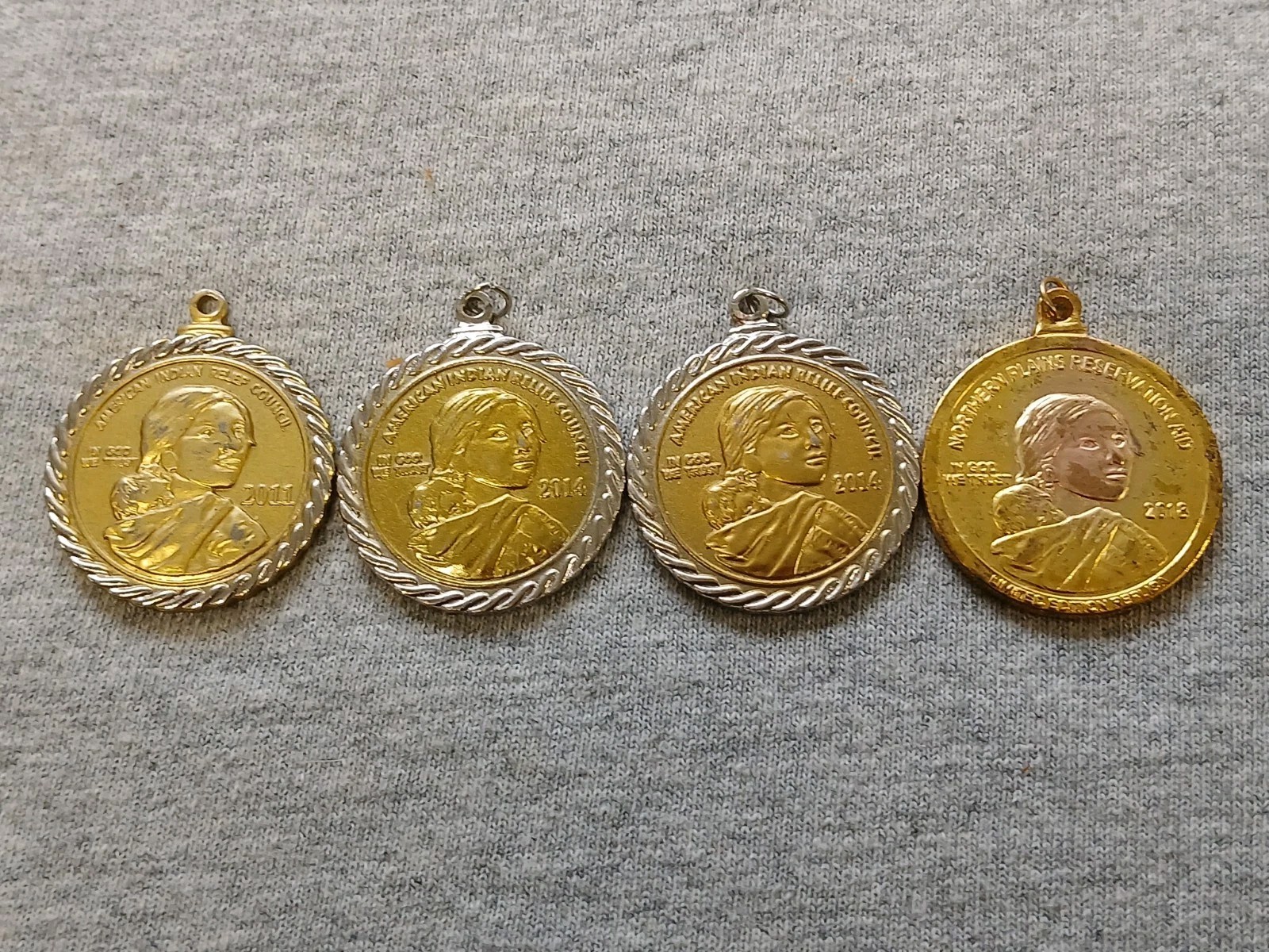 4 American Indian Relief Council 2011, 2014, 2014, 2018 Sacajawea Coin (#382)